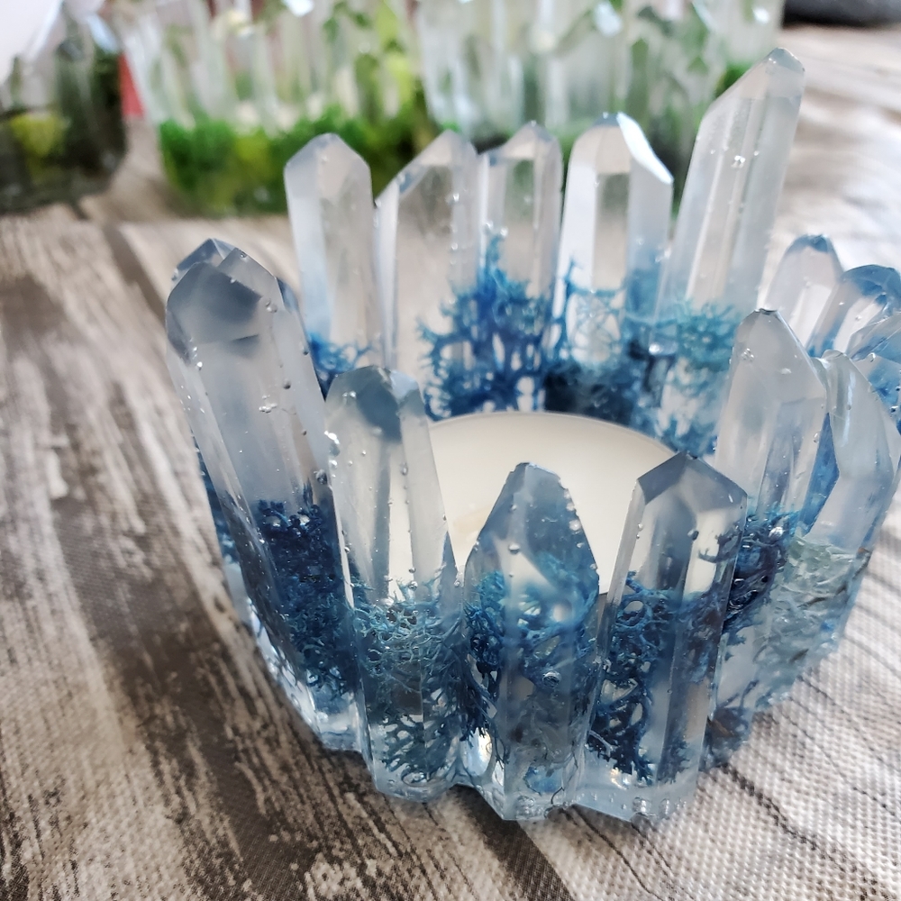 Crystal looking tea light candle holder